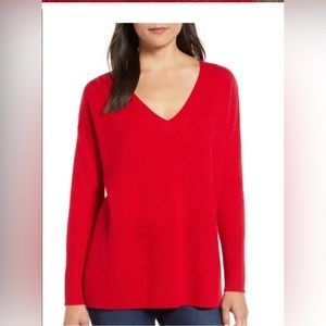 Halogen 100% cashmere V neck sweater XL